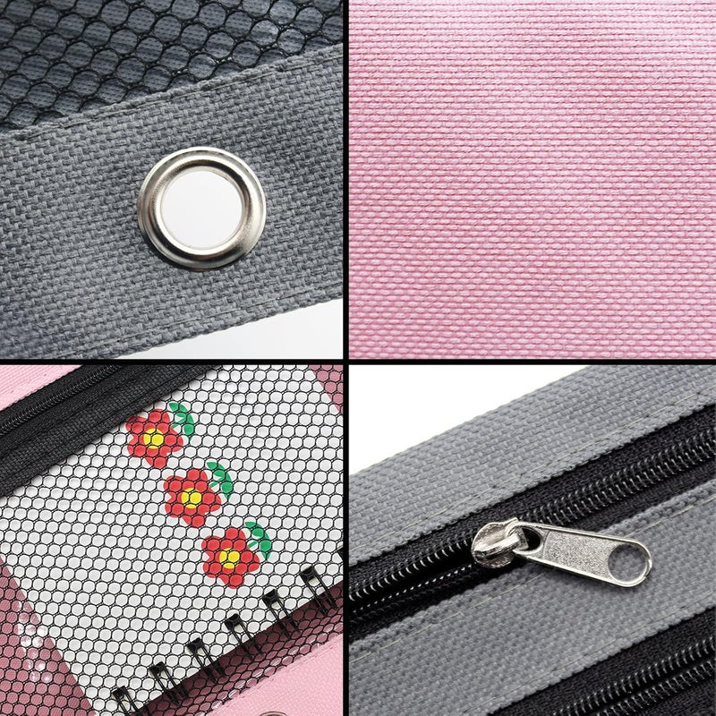 Cinvo Pencil Pouch 3 Ring Binder Pouch Zippered Pencil Case Canvas Pencil Bag with 2 Compartments (Set of 2, Pink and Grey) - Image 3